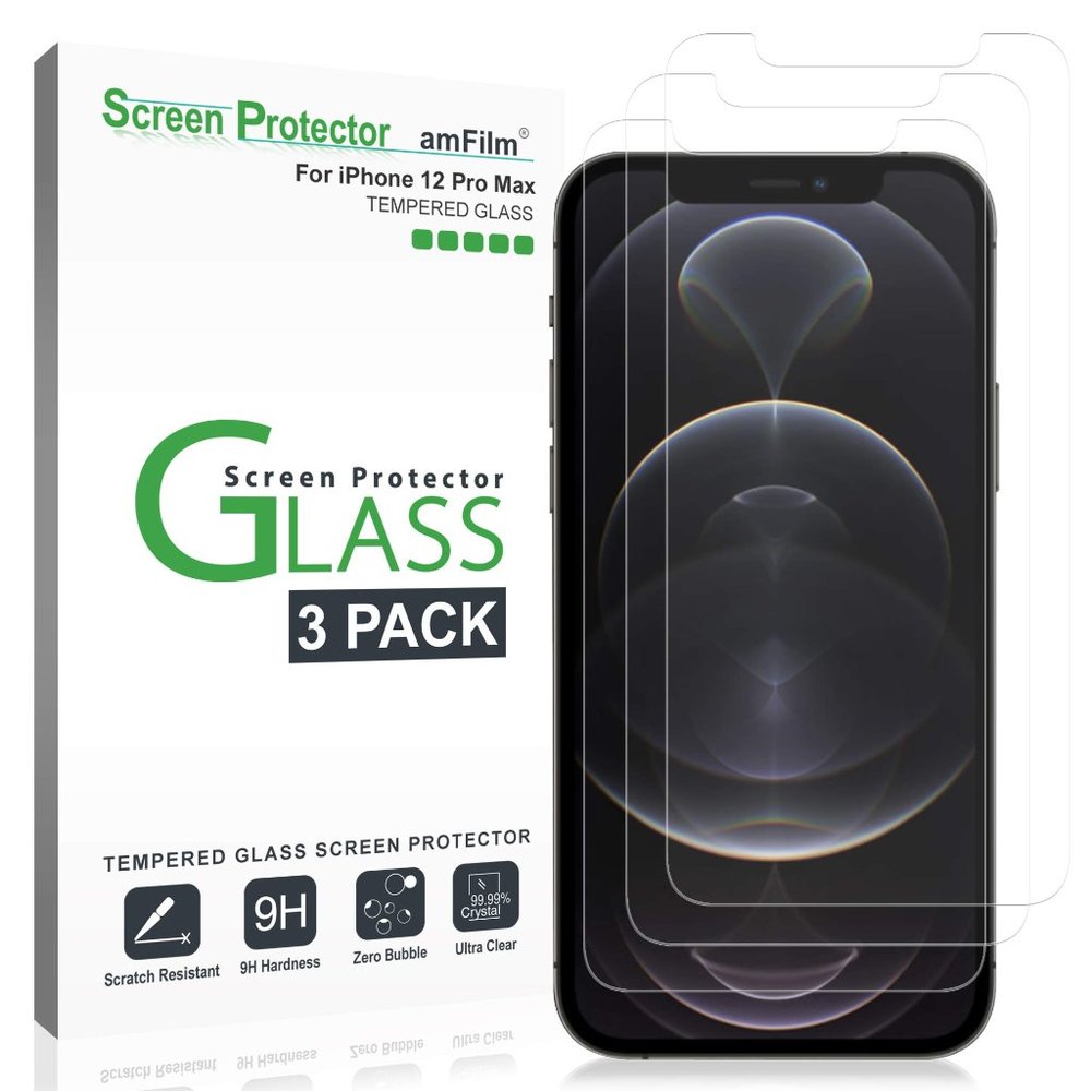 [3 Pack] iPhone 12 Pro Max Tempered Glass Screen Protector + Installation Tool